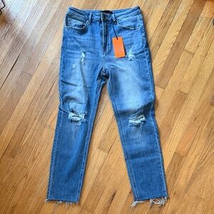 Trendy Ripped Blue Skinny Jeans